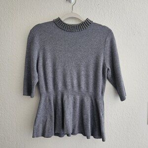 La Vila Milano gray peplum sweater-blouse